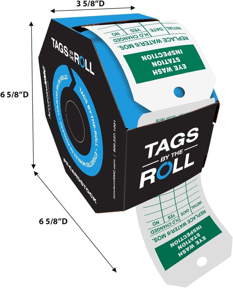 NMC AccuformNMC 100 Tags by-The-Roll, Eyewash Station Inspection Tags with Record, US Made OSHA Compliant Eye Wash Tags, Waterproof PF-Cardstock, Resists Tears, 6.25"x3", TAR709 - Image 5